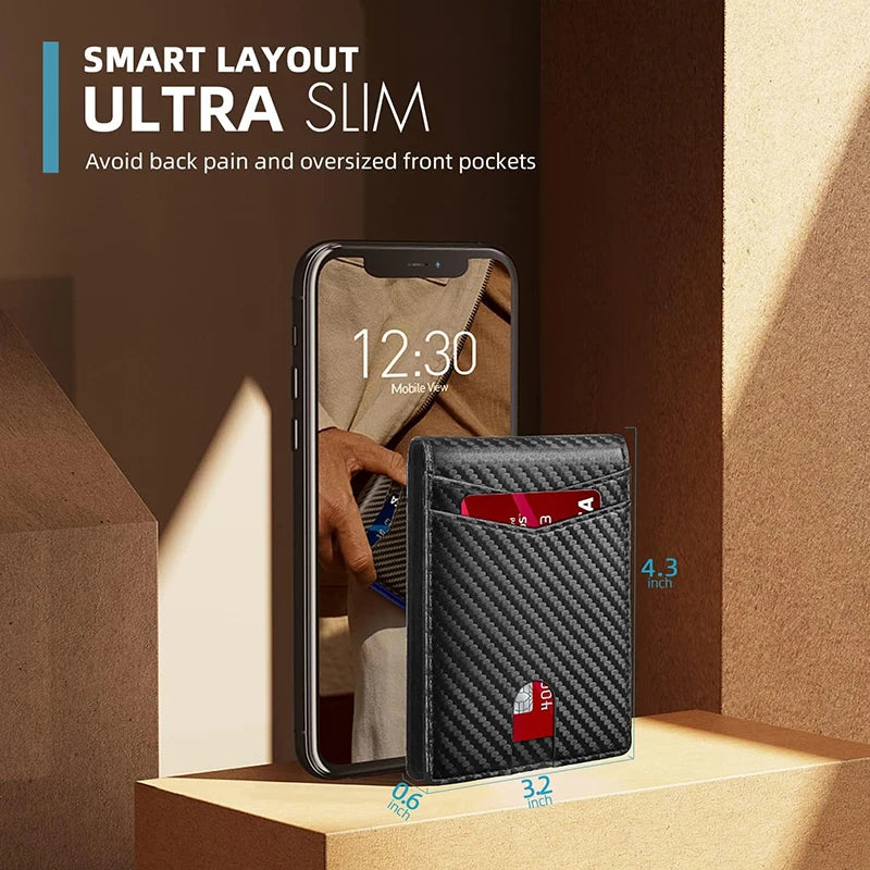 Men's Ultra Thin Leather Wallet With 13 Card Slots and RFID Blocking