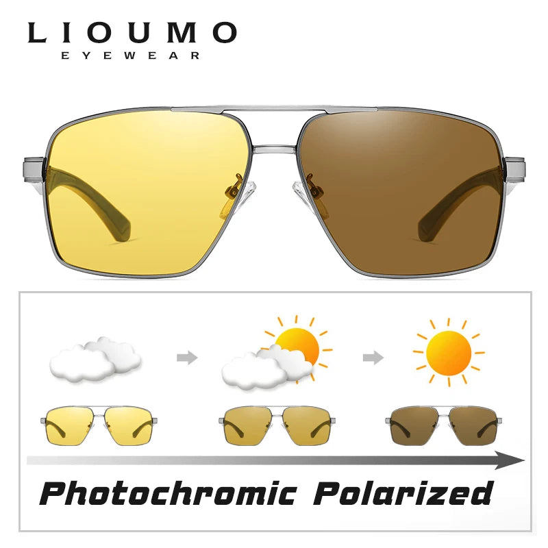 Photochromic Sunglasses UV400 Polarized Night Vision Anti-Glare Driving