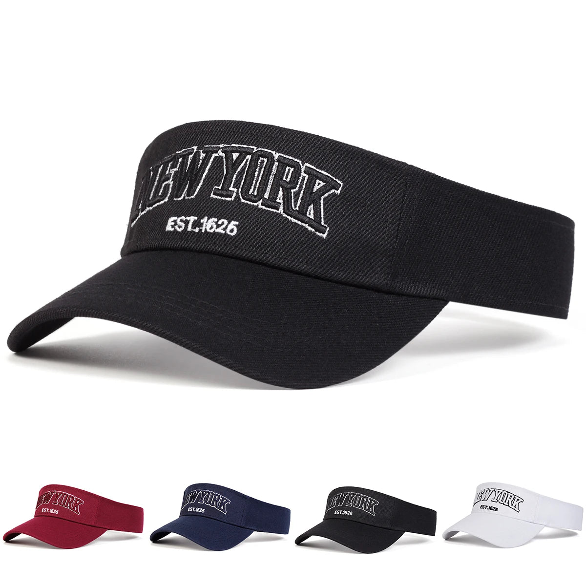 Unisex New York Embroidery Empty Cap Sport Visor Adjustable Sunscreen