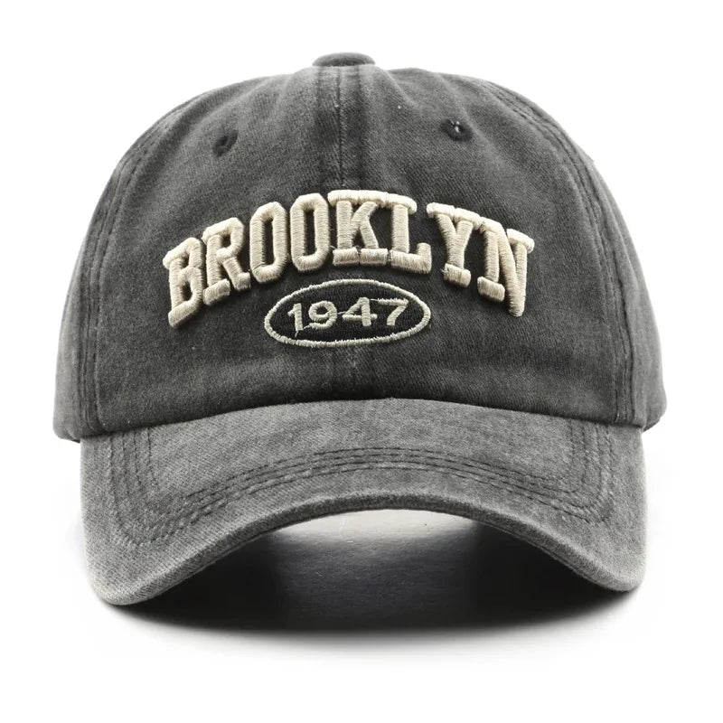 Retro Brooklyn Letter Embroidery Baseball Caps Unisex Adjustable