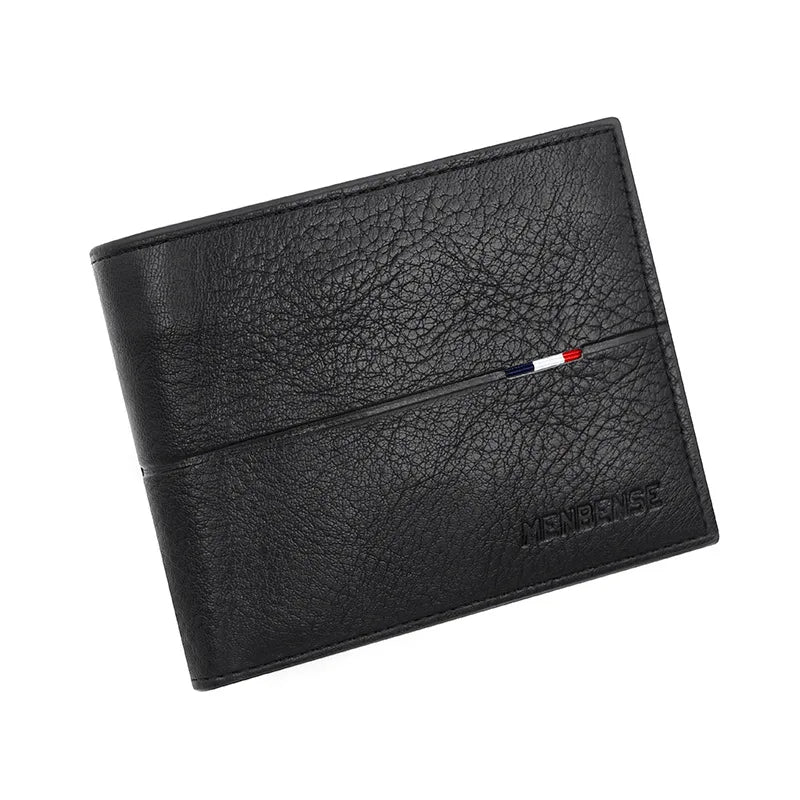 Slim Men Wallet New Short Zipper Card Holder Photo Purse Coin Leather