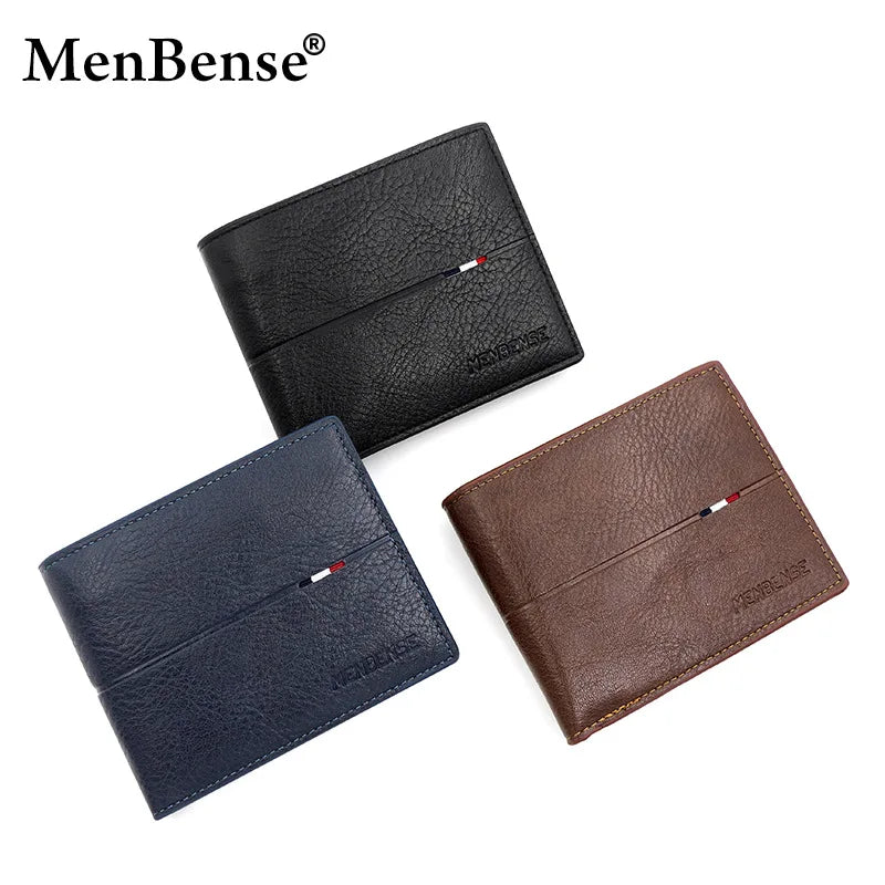 Slim Men Wallet New Short Zipper Card Holder Photo Purse Coin Leather