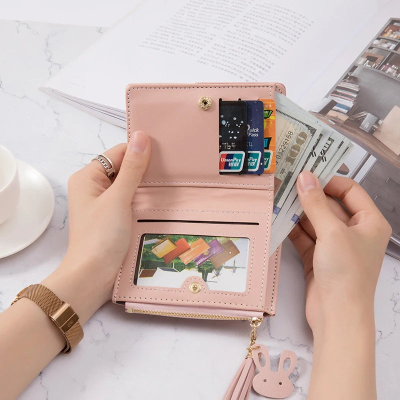 Wallet PU Leather Women Purses Card Holder Foldable Portable Coin