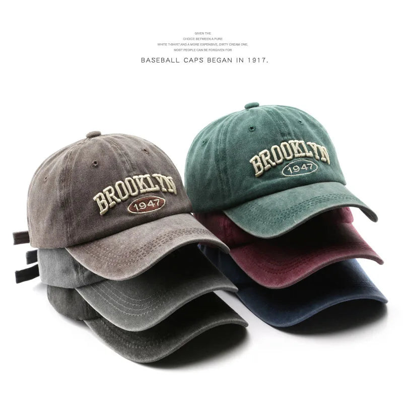 Retro Brooklyn Letter Embroidery Baseball Caps Unisex Adjustable