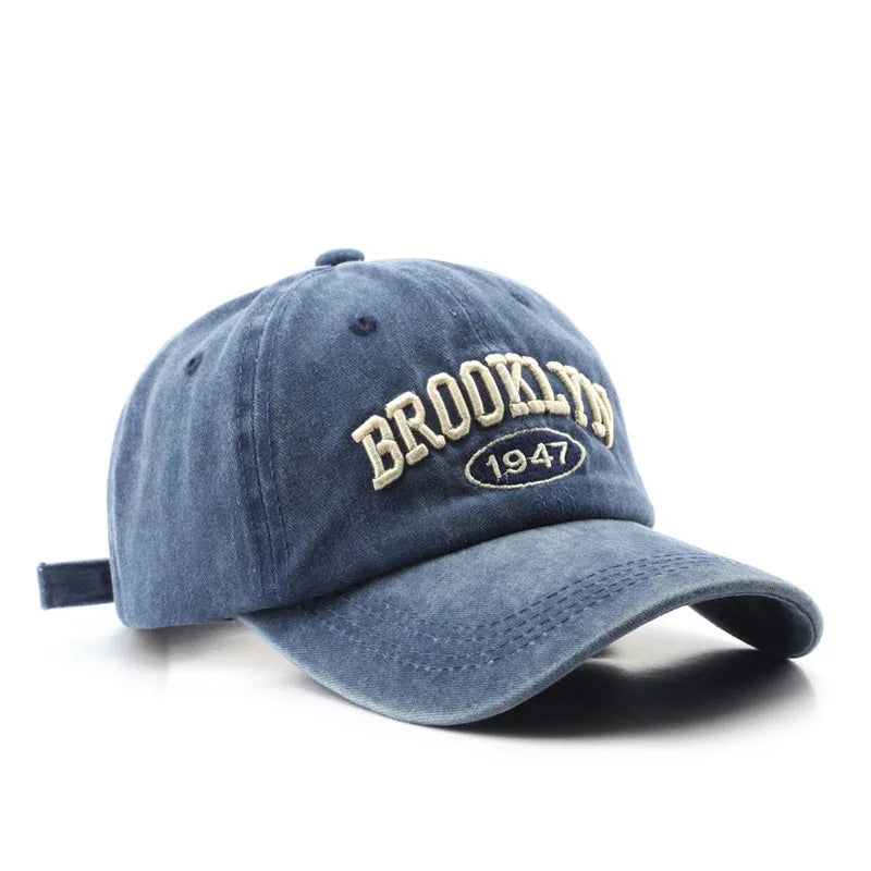 Retro Brooklyn Letter Embroidery Baseball Caps Unisex Adjustable
