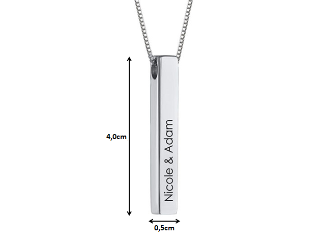 Customized Name 3D Rectangle Necklace