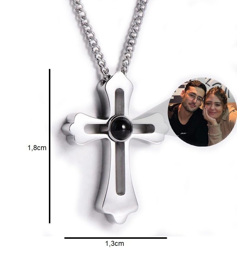 Customized Infinity Cross Photo Necklace