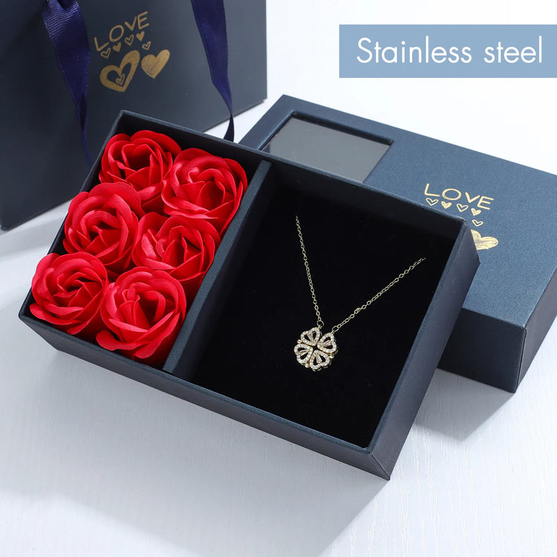 Heart Clover Locket with Elegant Opening Female