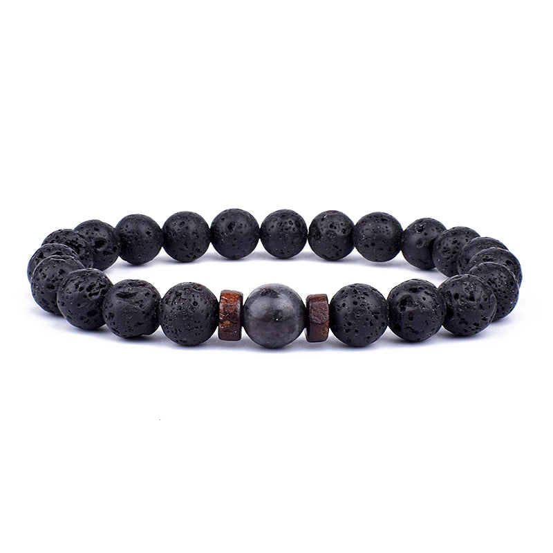 Men's Volcanic Stone Bracelet 8mm Ball