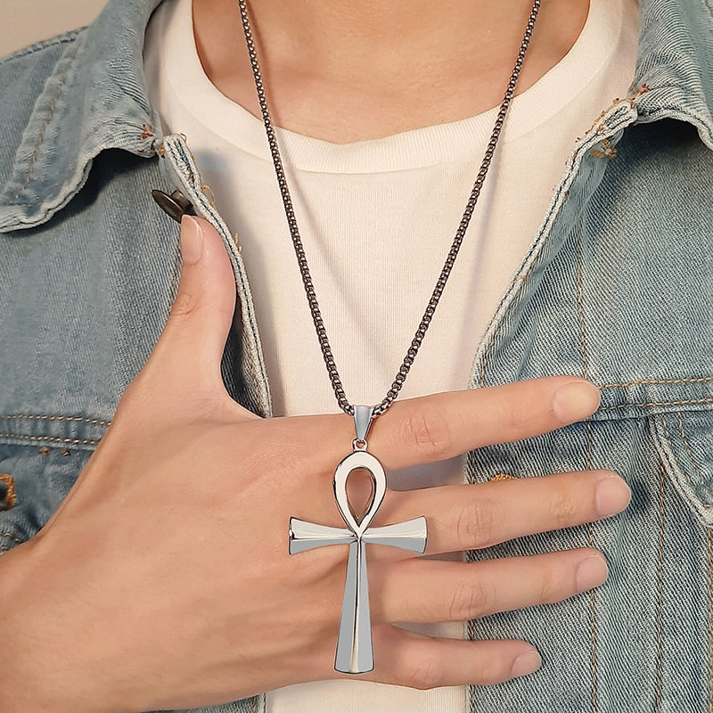 Colar Corrente Egípcio Ankh Crucifixo Cruz Da Vida Masculino - HAS SHOP