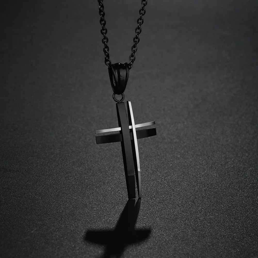 Men's Cross Necklace Two Colors 3D Modern