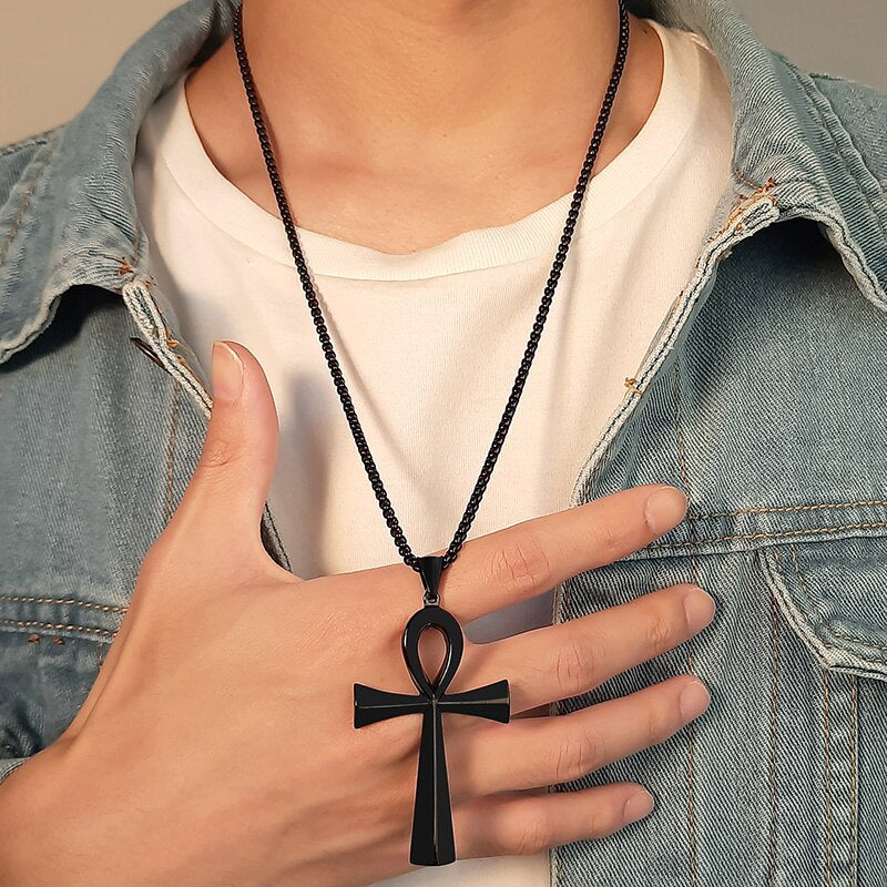 Colar Corrente Egípcio Ankh Crucifixo Cruz Da Vida Masculino - HAS SHOP