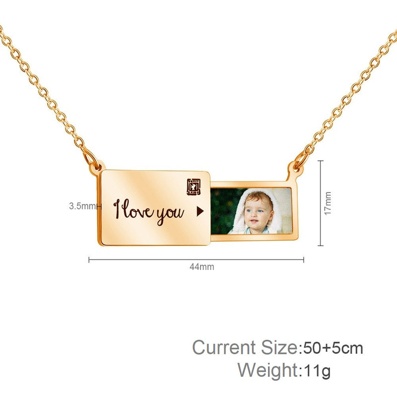 Personalized Photo Necklace Envelope Opening For Women