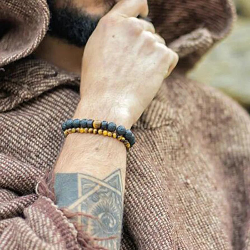Men's Volcanic Stone Bracelet 8mm Ball