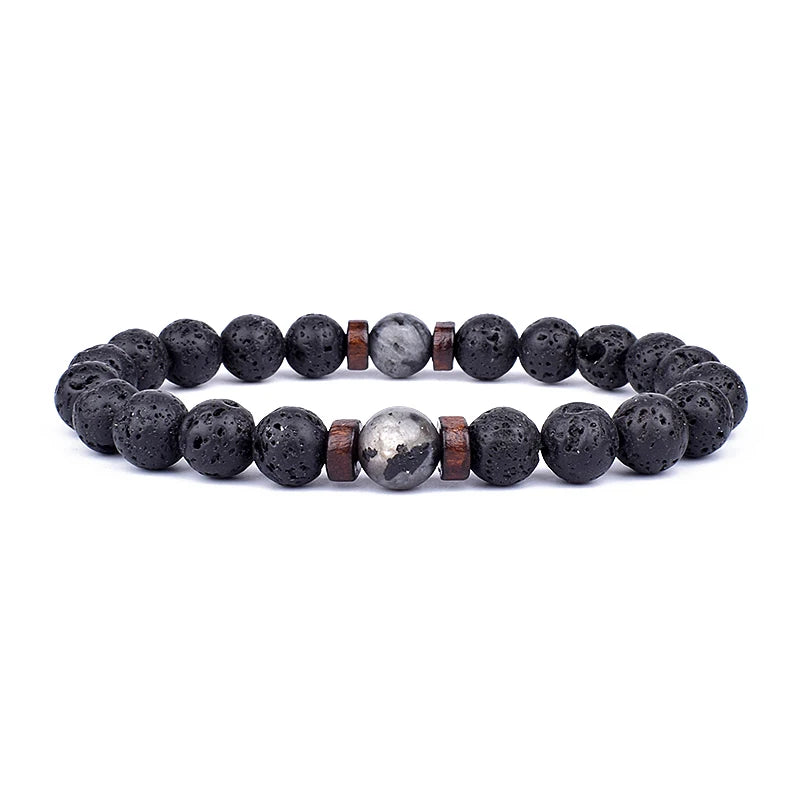 Men's Volcanic Stone Bracelet 8mm Ball