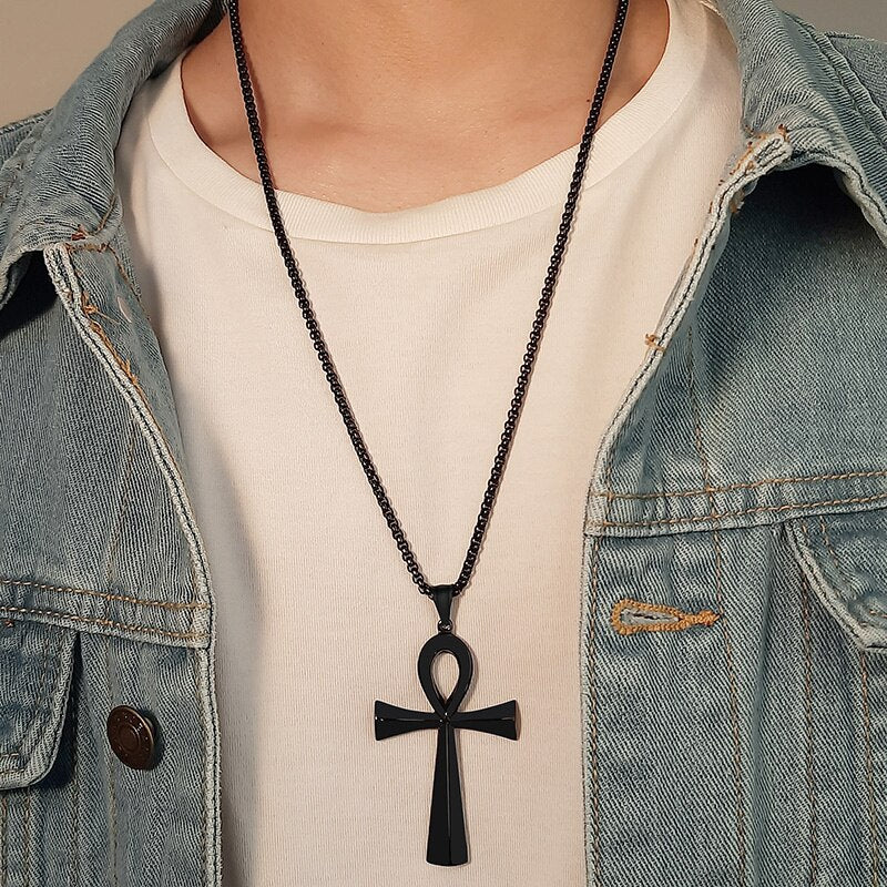 Colar Corrente Egípcio Ankh Crucifixo Cruz Da Vida Masculino - HAS SHOP