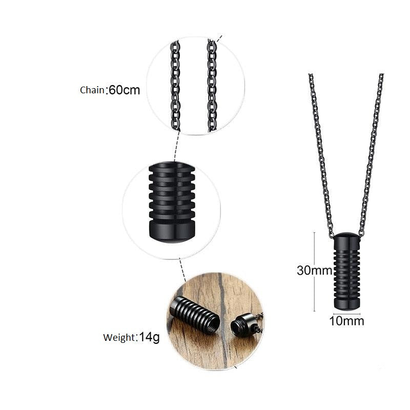 Cylinder Screw Pendant Urn For Pet Ashes Necklace