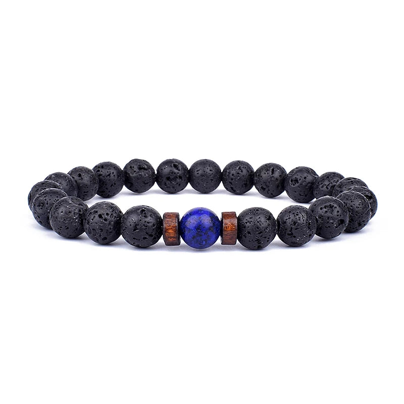 Men's Volcanic Stone Bracelet 8mm Ball
