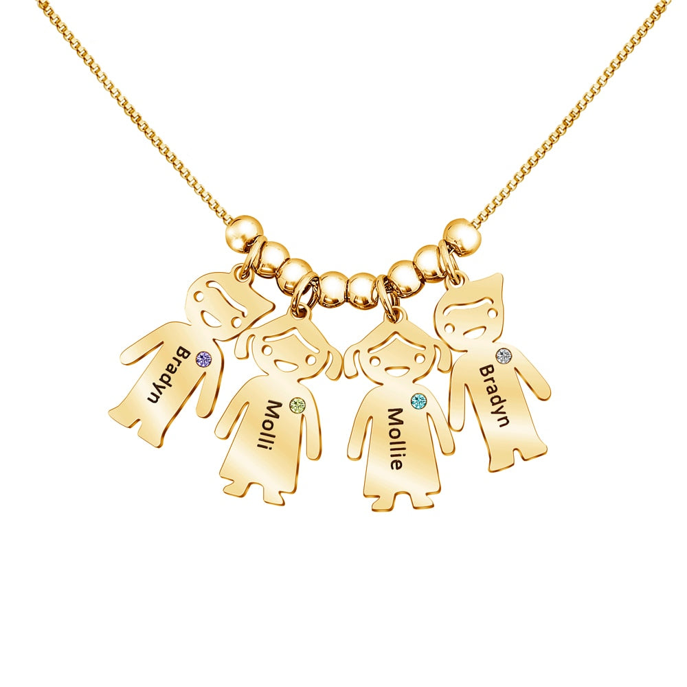 Colar Meus Filhos Com Nome e Pedra do Mês Personalizado Feminino - HAS SHOP