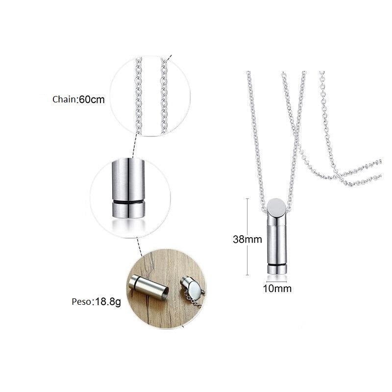 Necklace Pendant Urn For Pet Ashes Flattened Top Cylinder