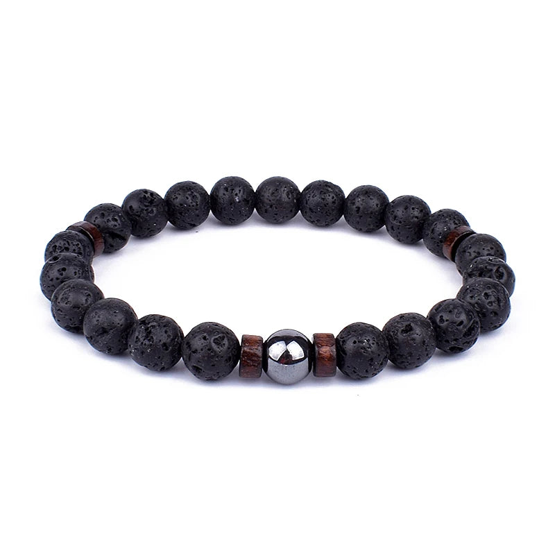 Men's Volcanic Stone Bracelet 8mm Ball