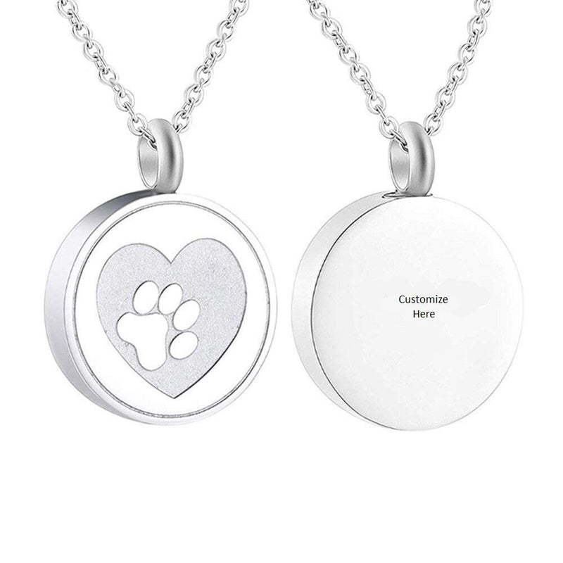 Necklace Pendant Urn For Pet Name Customized Round 3D Ashes