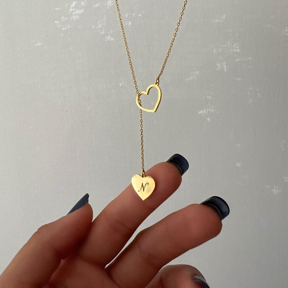 Colar Inicial Do Nome Coração Personalizado Feminino - HAS SHOP