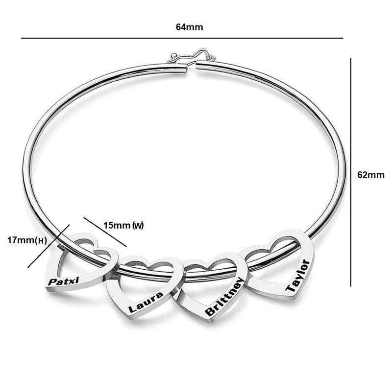 Women's Heart-Shaped Bracelet Personalized With Names