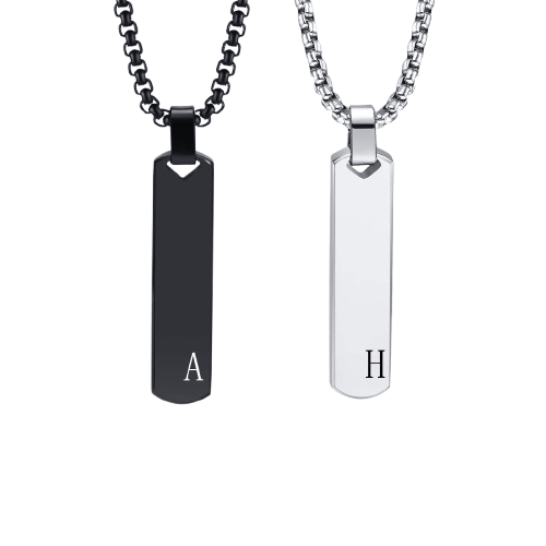 Customized Rectangle Necklace With Initial Letter Of Male Name