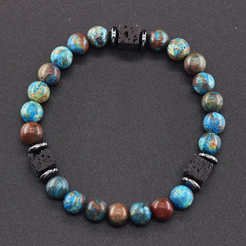 Men's Matte Volcanic Black Block Retro Bracelet