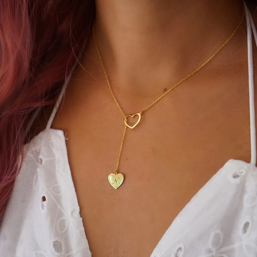 Colar Inicial Do Nome Coração Personalizado Feminino - HAS SHOP