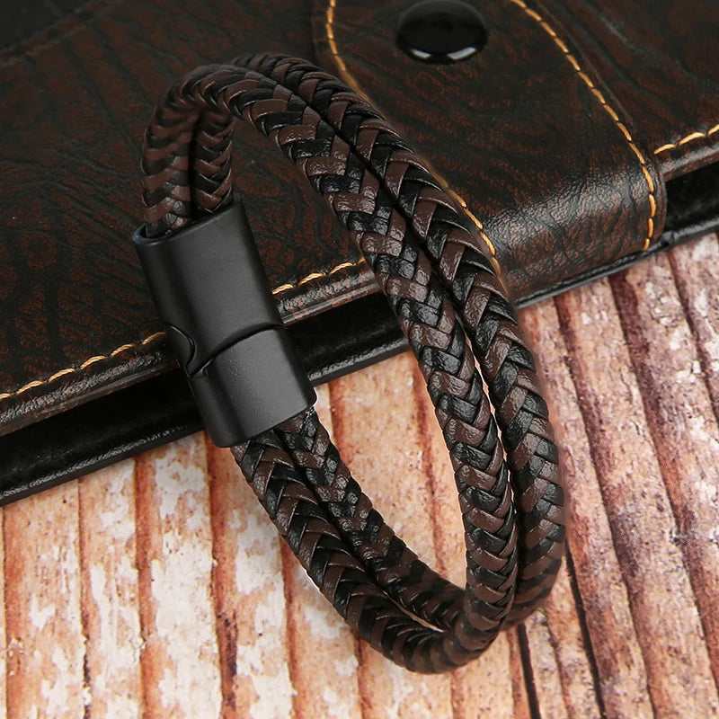Men's Elegant Double Layer Leather Bracelet