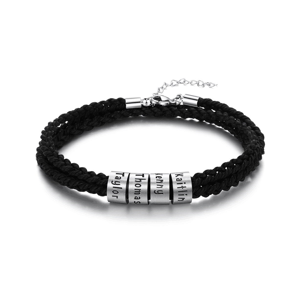Customizable Adjustable Leather Men's Bracelet With Names
