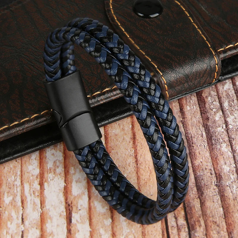 Men's Elegant Double Layer Leather Bracelet