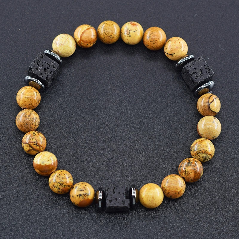 Men's Matte Volcanic Black Block Retro Bracelet