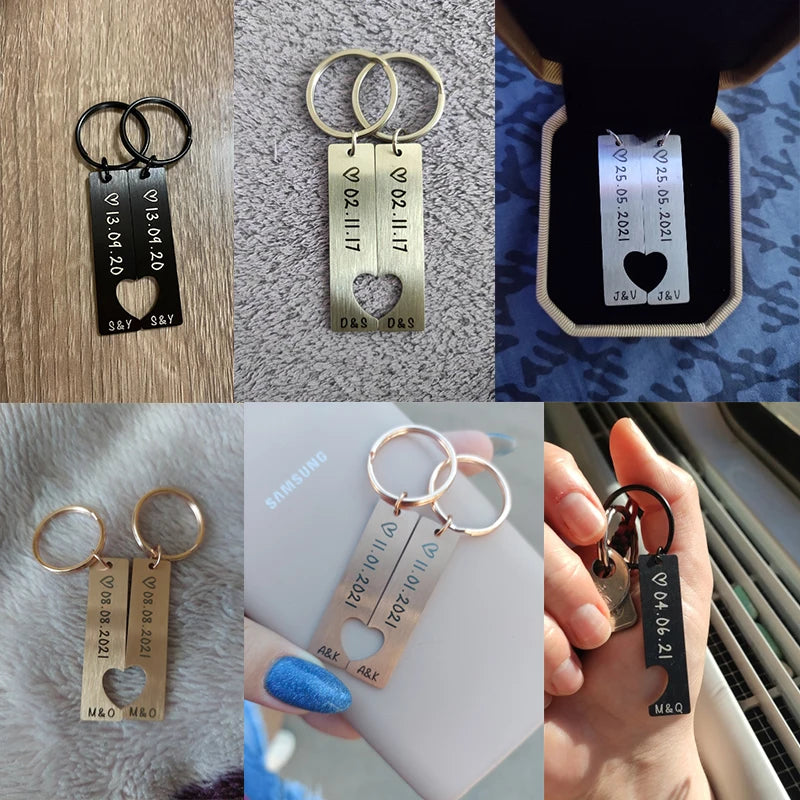 Personalized Date Keychain With Initial Letter Of Names