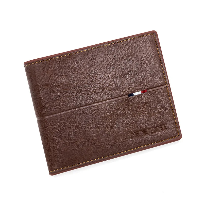 Slim Men Wallet New Short Zipper Card Holder Photo Purse Coin Leather