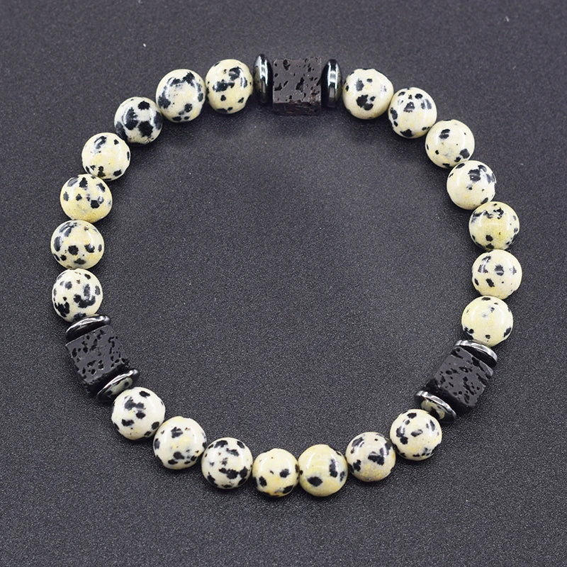 Men's Matte Volcanic Black Block Retro Bracelet