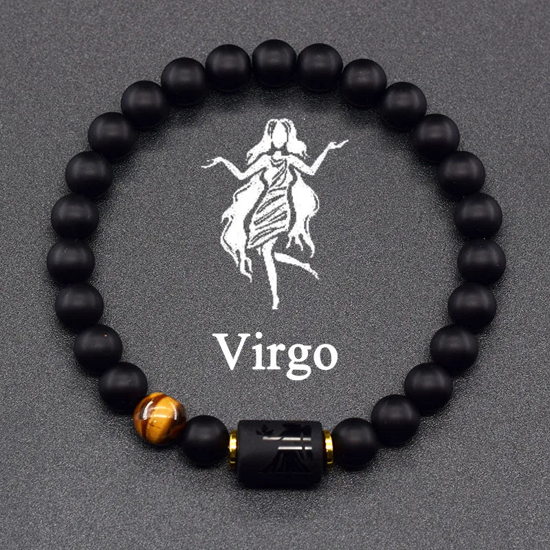 Natural Colors Stone Bracelet 12 Zodiac Signs for Men