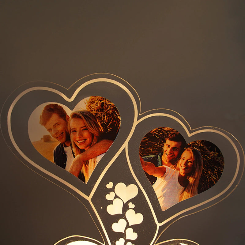 Personalized Photos Plaque And Names With Lighting Heart