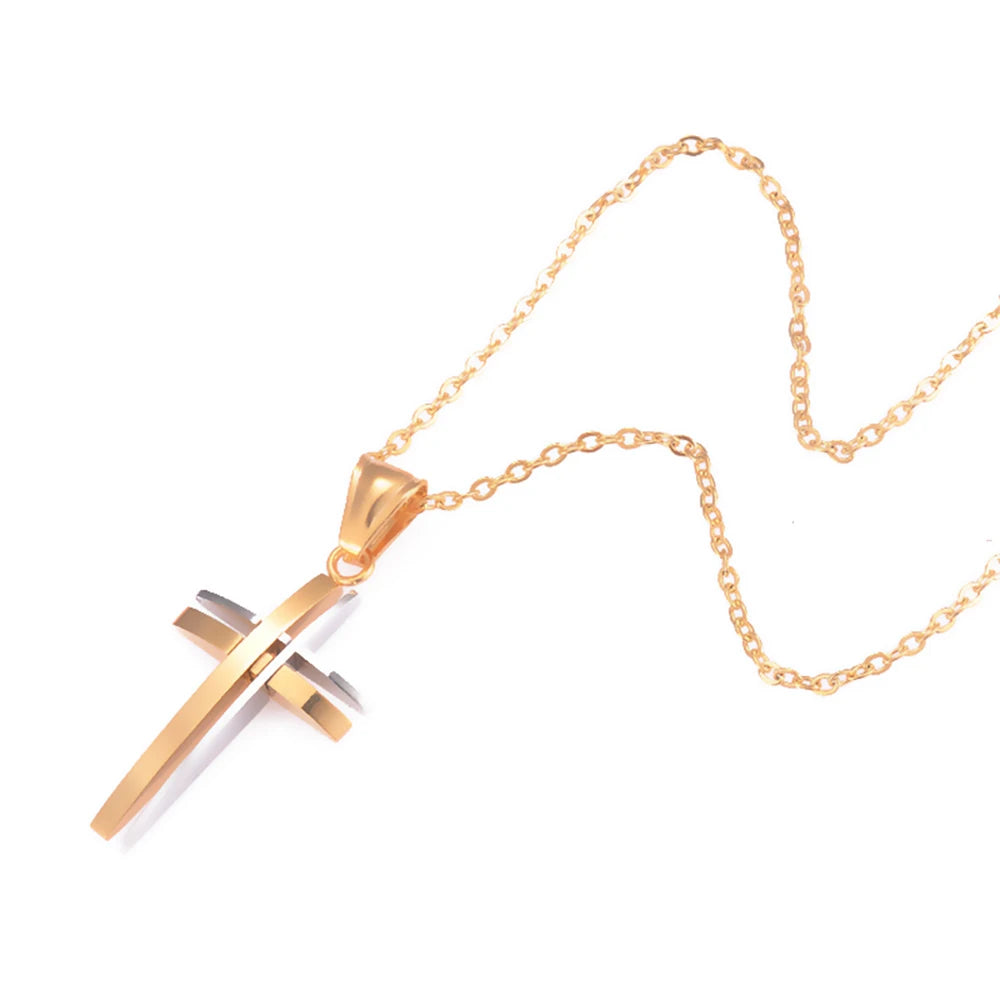 Men's Cross Necklace Two Colors 3D Modern