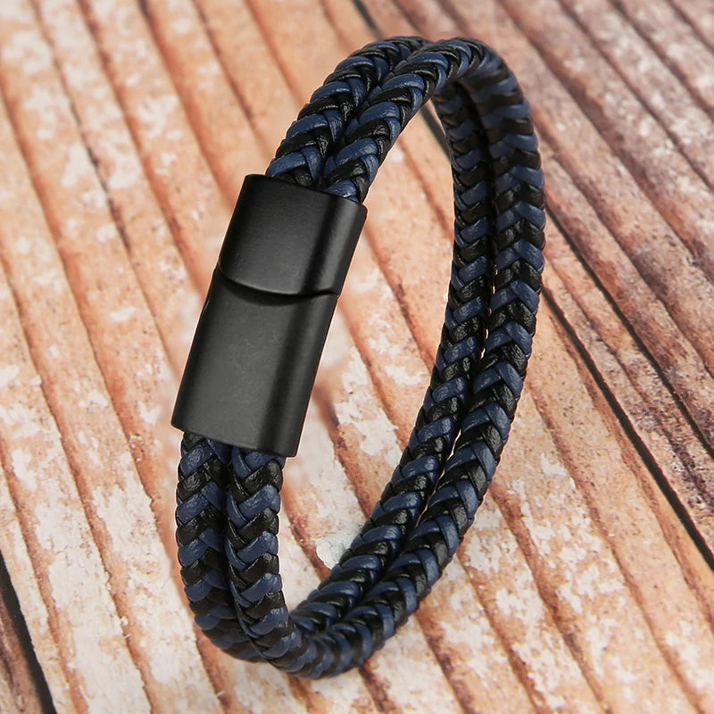 Men's Elegant Double Layer Leather Bracelet