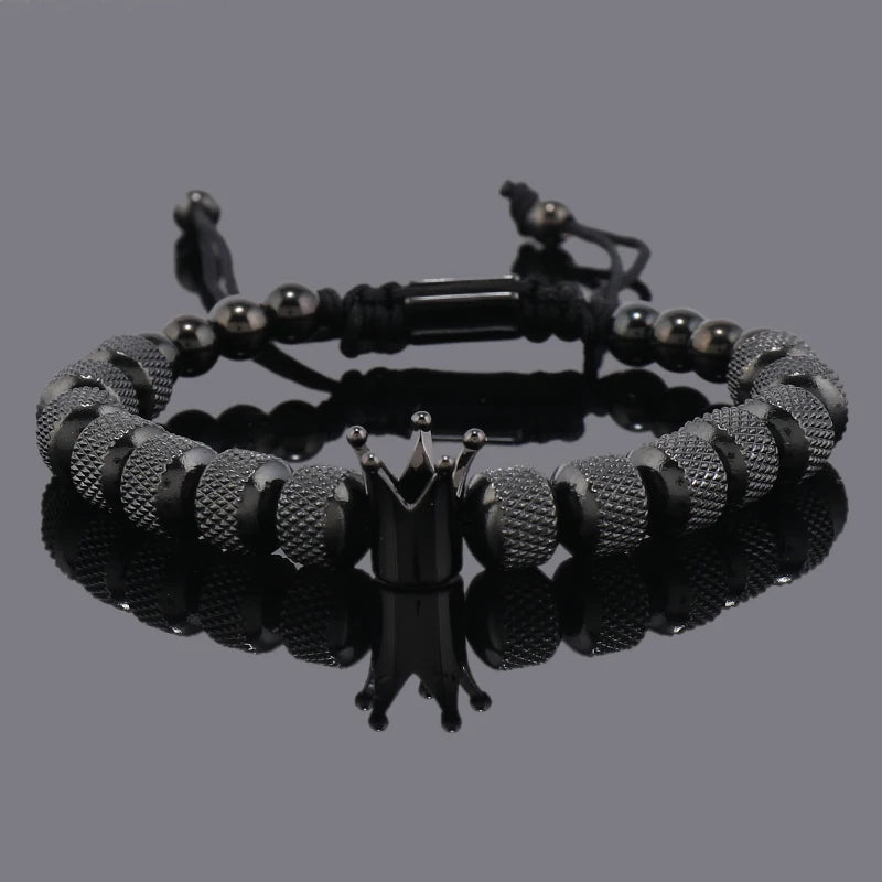 Men's Adjustable Style Stainless Steel Luxury Crown Bracelet
