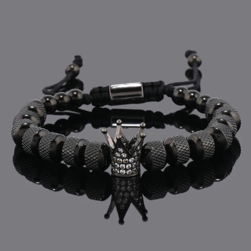 Men's Adjustable Style Stainless Steel Luxury Crown Bracelet