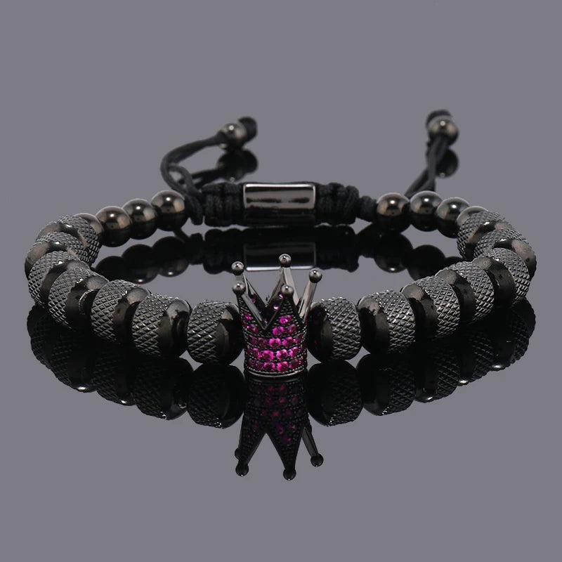 Men's Adjustable Style Stainless Steel Luxury Crown Bracelet