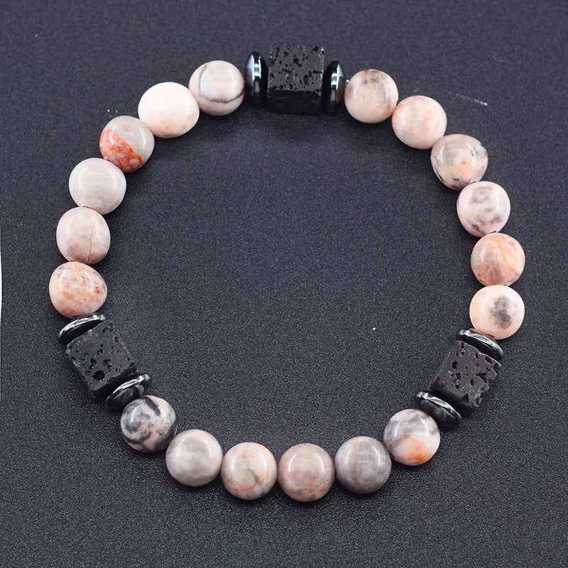 Men's Matte Volcanic Black Block Retro Bracelet