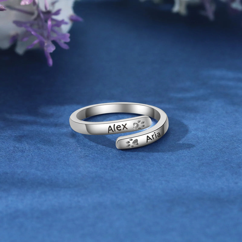 Personalized Ring Two Names Of Your Pets