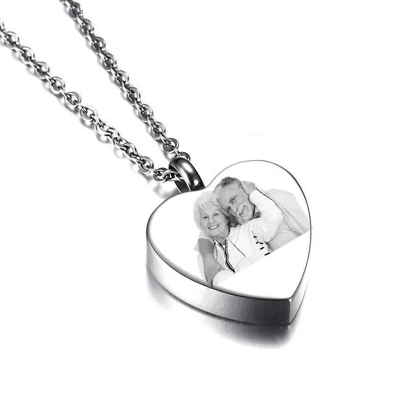 Personalized 3D Heart Pet Photo Urn Pendant Necklace