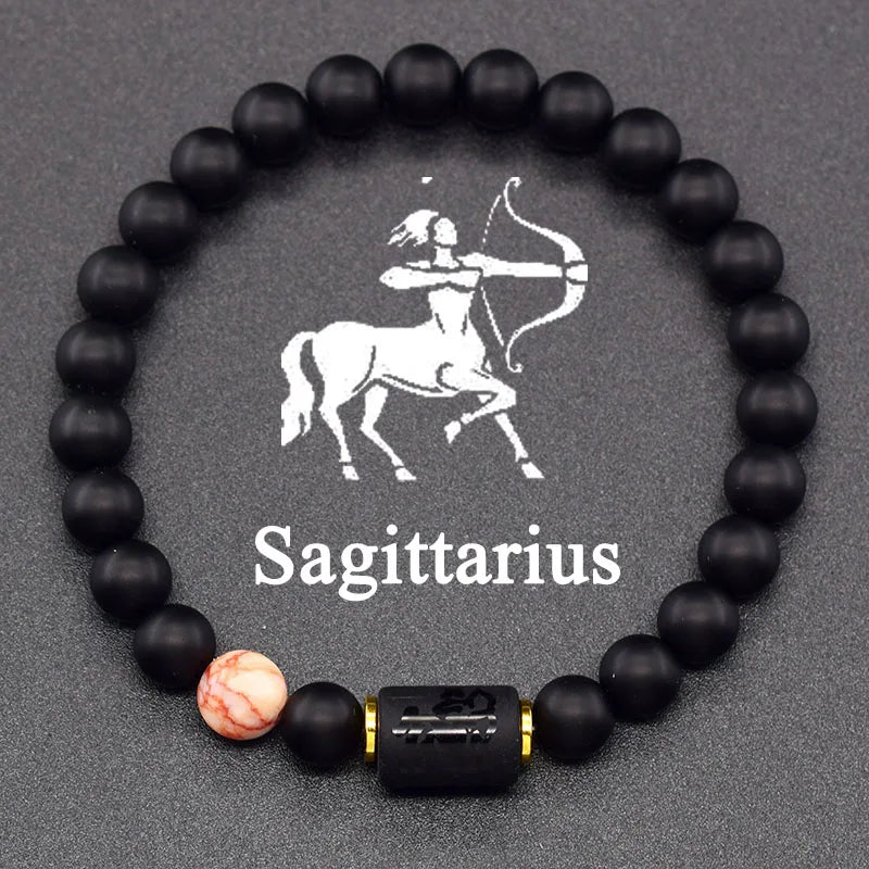 Natural Colors Stone Bracelet 12 Zodiac Signs for Men
