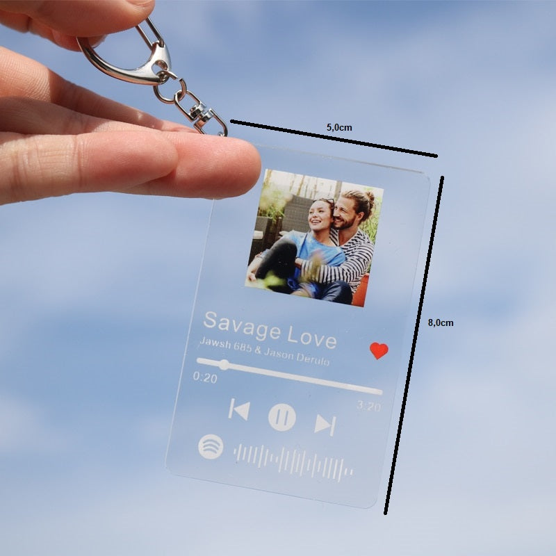 Spotify Couple Photo Keychain With Song Code And Artist Name